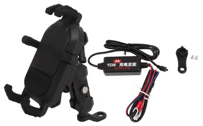Produktbild von 2-in-1-Motorrad-Telefonhalterung, 720°-Drehung, regensicher, 15 W kabelloses Ladegerät, universell für 3,5-6,5-Zoll-Mobiltelefone