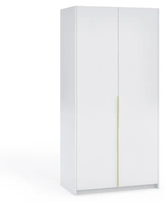 Produktbild von Margaret Hadas24 Kleiderschrank APOLLONIA ohne Spiegel, Drehtürenschrank, moderner, Schrank, viel Stauraum100 x 204cm (weiß, goldene Griffe)