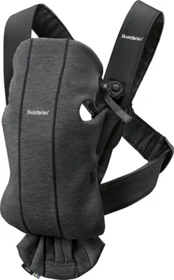 Image de BabyBjörn Porte-bébé Mini, jersey 3D, gris noir Jersey 3D gris noir