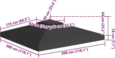 Produktbild von vidaXL Pavillon-Dachplane mit Kaminabzug 310 g/m² 3x3 m Schwarz
