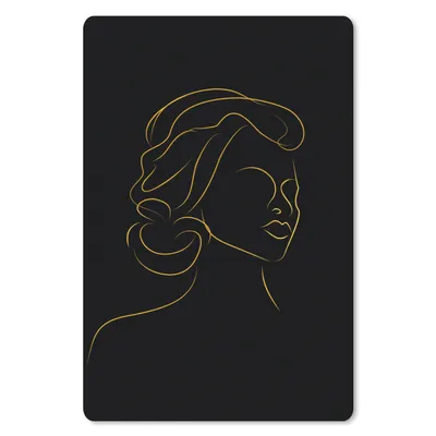 Produktbild von MuchoWow® Mauspad Mousepad Frau - Schwarz - Gold - Strichzeichnung 40x60 cm - Mousepads - Maus Mat - Pad - Mausunterlage - Schreibtisch Accesoire