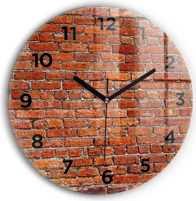 Produktbild von Wallfluent Wanduhr – Stilles Quarzuhrwerk - Uhr Dekoration Wohnzimmer Schlafzimmer Küche - Zifferblatt - schwarze Zeiger - 30 cm - Alte Backsteinmauer
