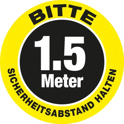 Produktbild von Fußboden-Aufkleber - Rund - "1.5 M - Abstand" (30x30cm) - G/S