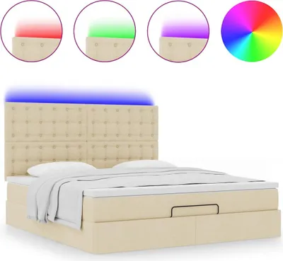 Produktbild von Ottoman-Bett mit Matratze & LEDs Creme 180x200 cm Stoff