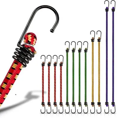 Produktbild von Famanu Set von 12 elastischen Spanngurten mit Haken - verschiedene Längen und Farben