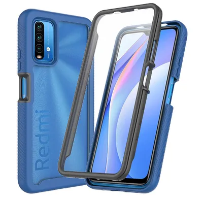Custodia Xiaomi Redmi 10A/9C 360° Antiurto Trasparente Viola | Cover Con Protezione Schermo Incorporata E Silicone Morbido