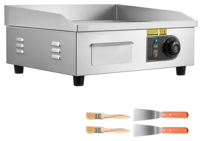 Produktbild von SucceBuy Elektrische Grillplatte für den professionellen Einsatz, 45 x 30 cm, 2800 W Tischgrill mit Temperaturbereich von 50–300 °C, inklusive 2 Spateln, 2 Bürsten und 4 Fußpolstern – ideal für Steaks und Pfannkuchen