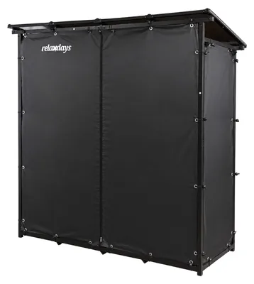 Imagen del producto de Estantería para leña Relaxdays con techo y cubierta, dimensiones: 185 x 185 x 70 cm, acero, para almacenamiento de leña en el exterior, con ayuda para apilar, color negro, Imagen generada por IA
