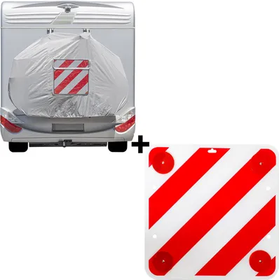 Produktbild von Set Fahrradschutzhülle XL für 2 Fahrräder Sichttasche + Warntafel Reflektoren Fahrradabdeckung Heckträger Fahrradträger