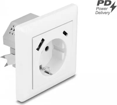 Image de DELOCK Prise encastrable avec 2 ports de charge USB, avec PD 3.0, 18 W