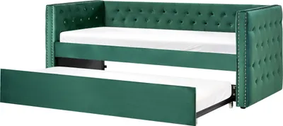 Produktbild von BELIANI Tagesbett Grün Samtstoff 90x200 cm mit Lattenrost Nieten Modern Glamour