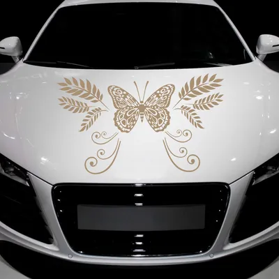Produktbild von Aufkleber - Autoaufkleber "Butterfly Ranke" 90cm x 53cm braun - Tuning Carystyling Heckscheibe Auto