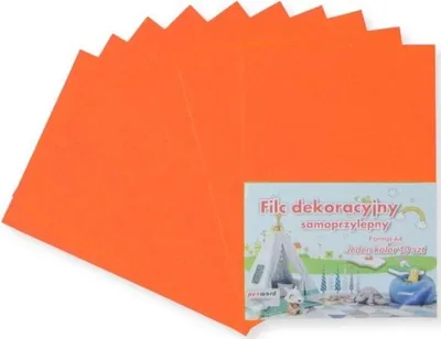 Zdjęcie produktu dla Filc A4 samoprzylepny pomarańczowy 20x30cm 10szt