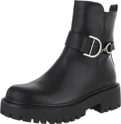 Produktbild von Ital-Design Damen Stiefeletten Leicht gefüttert Lederoptik Plateaustiefeletten 90514925 Schwarz Gr.  38