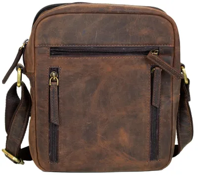 Produktbild von Vintage mittel große Leder Crossover Bag Umhängetasche Schultertasche (Rindsleder, Braun)