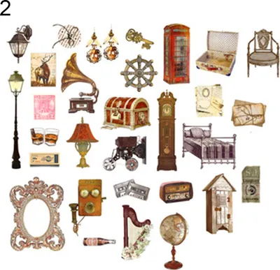 Produktbild von 60pcs Vintage Papier Scrapbooking Sticker Kleber stationierende Dekorative Etikett-2