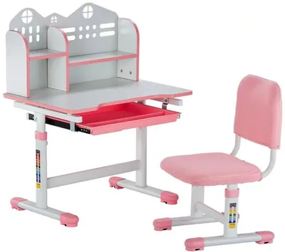 Zdjęcie produktu dla Zestaw biurkowy dla dzieci Azomor z regulowaną wysokością, ergonomicznym krzesłem i schowkiem