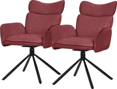 Zdjęcie produktu dla ML-Design krzesła do jadalni obrotowe zestaw 2 krzeseł do salonu z oparciem i podłokietnikiem 360° krzesło obrotowe z metalowymi nogami fotel ergonomiczny