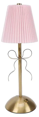 Zdjęcie produktu dla Nowoczesna lampa stołowa Bow z materiałowym kloszem dla nastrojowego oświetlenia