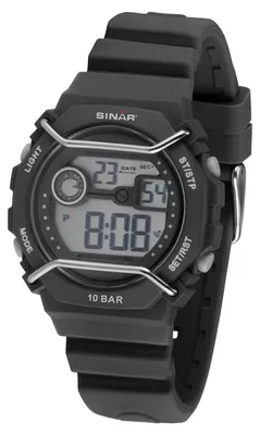 Produktbild von SINAR Jugenduhr Armbanduhr Digital Quarz Jungen Silikonband XE-69-1 Schwarz