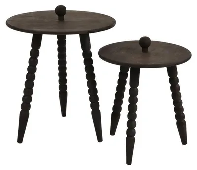 Obrázok produktu pre Pomax, sada dvoch príborných stolíkov Spherule, hnedá, priemer 40/50 cm, výška 52/62 cm