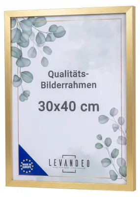 Produktbild von Posterrahmen 30x40 Gold MDF Holz Bilderrahmen Fotorahmen Wanddeko Kunstdrucke