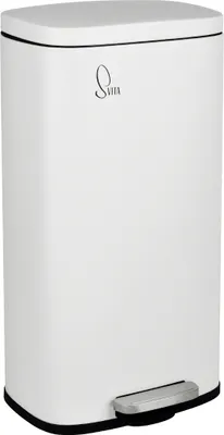 Produktbild von SVITA TQ30 Mülleimer weiß 30L Treteimer Abfallbehälter Softclose Deckel mit Inneneimer Edelstahl
