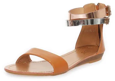 Produktbild von Damen Sandalen mit Glanz Riemen; Camel/37