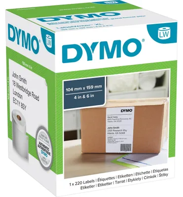 Immagine prodotto di DYMO LabelWriter Etichette per spedizioni extra large - 104 x 159 mm 220 etichette (1 rotolo x 220) etichette per spedizioni - per DYMO LabelWriter 4XL
