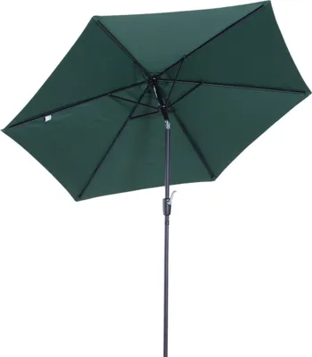 Produktbild von Outsunny Knickschirm Sonnenschirm Gartenschirm Marktschirm mit Handkurbel Alu 180/㎡ Polyester Dunkelgrün ∅2,6 x 2,35 m
