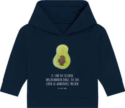 Produktbild von Mr. & Mrs. Panda Organic Baby Hoodie Avocado Kern 12. - 18. Monat - French Navy - Geschenk, Kapuzensweatshirt, Spruch Leben, Kapuzenshirt, Liebe, Pflanze
