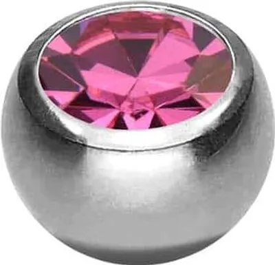 Produktbild von Titan Schraubkugel KRISTALL Silber | Kristall: Rosa Gewinde: 1,6mm | Kugelgröße: 5mm