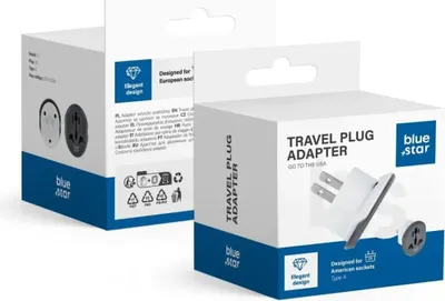 Image de BLUE STAR GO TO USA (type A) 10A Adaptateur de voyage blanc