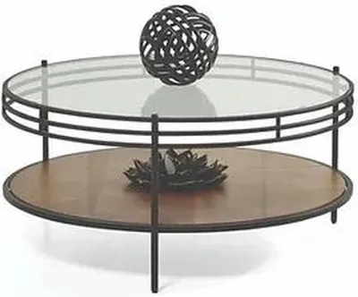 Produktbild von Designer Couchtisch Luxus Glastisch Kaffee Rund Wohnzimmer Holz Tisch