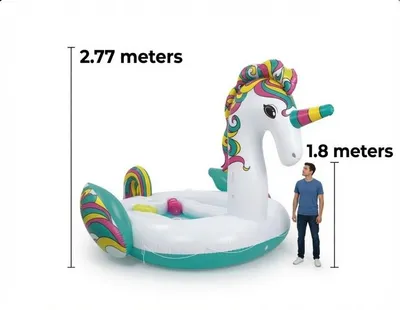 Productafbeelding van Bestway® Opblaasbaar eiland voor in het water, geschikt voor 6 personen, eenhoornmotief, 590 x 404 cm