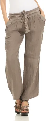 Produktbild von Mississhop 269 Damen Leinenhose Freizeithose 100% Leinen Hose elegante Stoffhose Fango XL