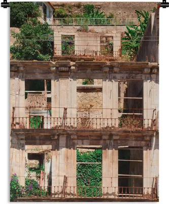 Produktbild von MuchoWow® Wandteppich Wandbehang Verlassene Gebäude in Portugal 60x80 cm Tapisserie Dekoration Wandtuch - Decke - Wandtücher - Wohne