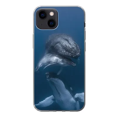 Produktbild von MuchoWow® Handyhülle Schutzhülle Hülle für iPhone 13 mini Wale - Meer - Familie Silikon Softcase Handy Hülle - Softcase
