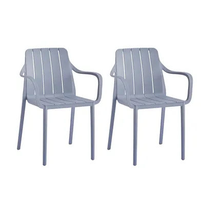 Immagine prodotto di Set di 2 sedie da giardino VORTIVO, grigie - impilabili, resistenti UV, fino a 200 kg