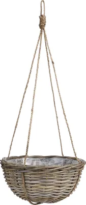 Image de Mica Decorations Marcia Panier à plantes suspendu pour l'extérieur - H20 x Ø40 cm - Rotin - Gris