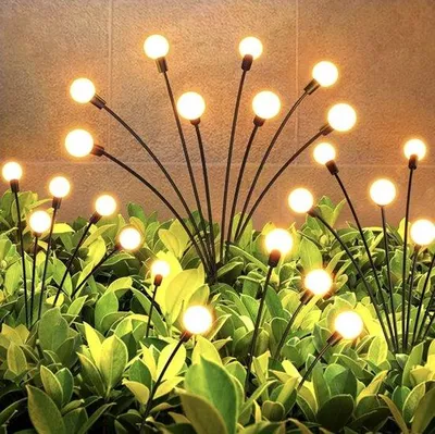 Obrázok produktu pre Súprava solárneho vonkajšieho osvetlenia s 4–32 solárnymi LED svietidlami na rastliny – teplá biela farba – 2 stupne jasu – efekt blikajúcich svätojánskych mušiek – vodotesnosť IP65 – do záhrady, na chodníky a terasy