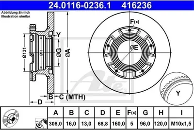 Produktbild von Bremsscheibe ATE 24.0116-0236.1