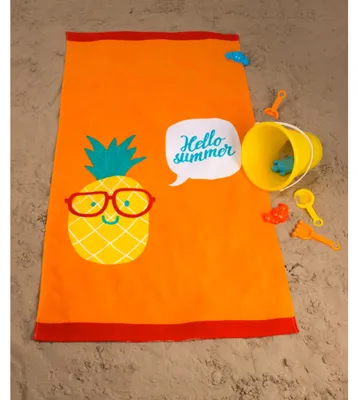 Imagen del producto de Toalla de playa infantil, diseño piña, color naranja