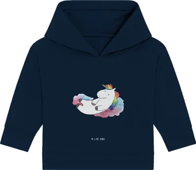 Produktbild von Mr. & Mrs. Panda Organic Baby Hoodie Einhorn Wolke 7 12. - 18. Monat - French Navy - Geschenk, Lustig, Unicorn, Kapuzensweatshirt, Einhörner, Kapuzenshirt, Menschen
