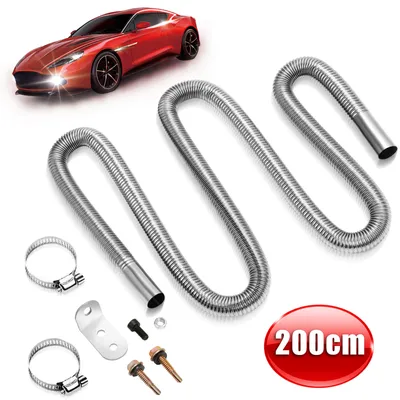 Zdjęcie produktu dla Zestaw rury wydechowej ze stali nierdzewnej o długości 200 cm, przeznaczony do ogrzewania postojowego diesla, zawierający dwie obejmy ze stali nierdzewnej – elastyczna rura wydechowa o średnicy φ25 mm