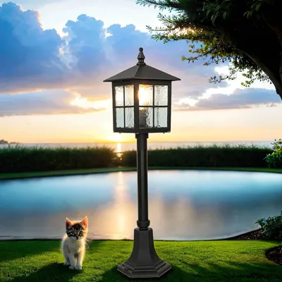 Produktbild von Kleine Außenlampe Rustikal 76 cm IP43 wetterfest Schwarz BAARLE Wegbeleuchtung Garten Einfahrt