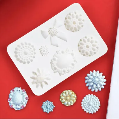 Immagine prodotto di Stampo in silicone con 5 cavità per creare gioielli, decorazioni per torte, fondant, dolci, cioccolata e caramelle
