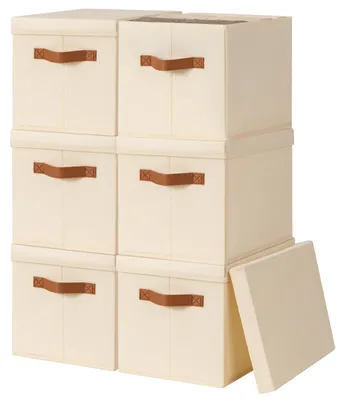 Image de Ensemble de 6 boîtes de rangement pliables avec couvercle