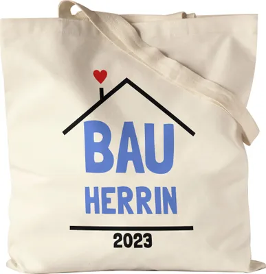 Produktbild von Bauherrin 2023 Beutel Hausbau Richtfest Häuslebauer Geschenk Einzug Eigenheim Spruch Lustig Jutebeutel Stoffbeutel Canvas
