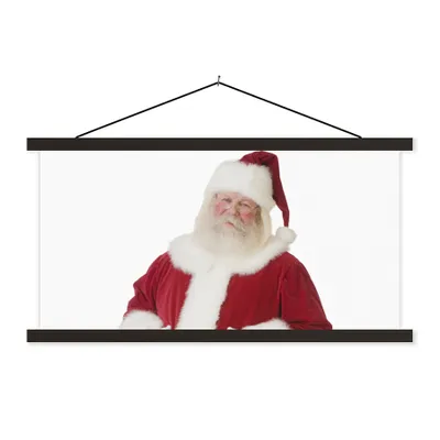 Produktbild von MuchoWow® Textilposter Der Weihnachtsmann mit den Händen auf seinem Bauch 150x75 cm mit schwarzem Rahmen - Posterleiste